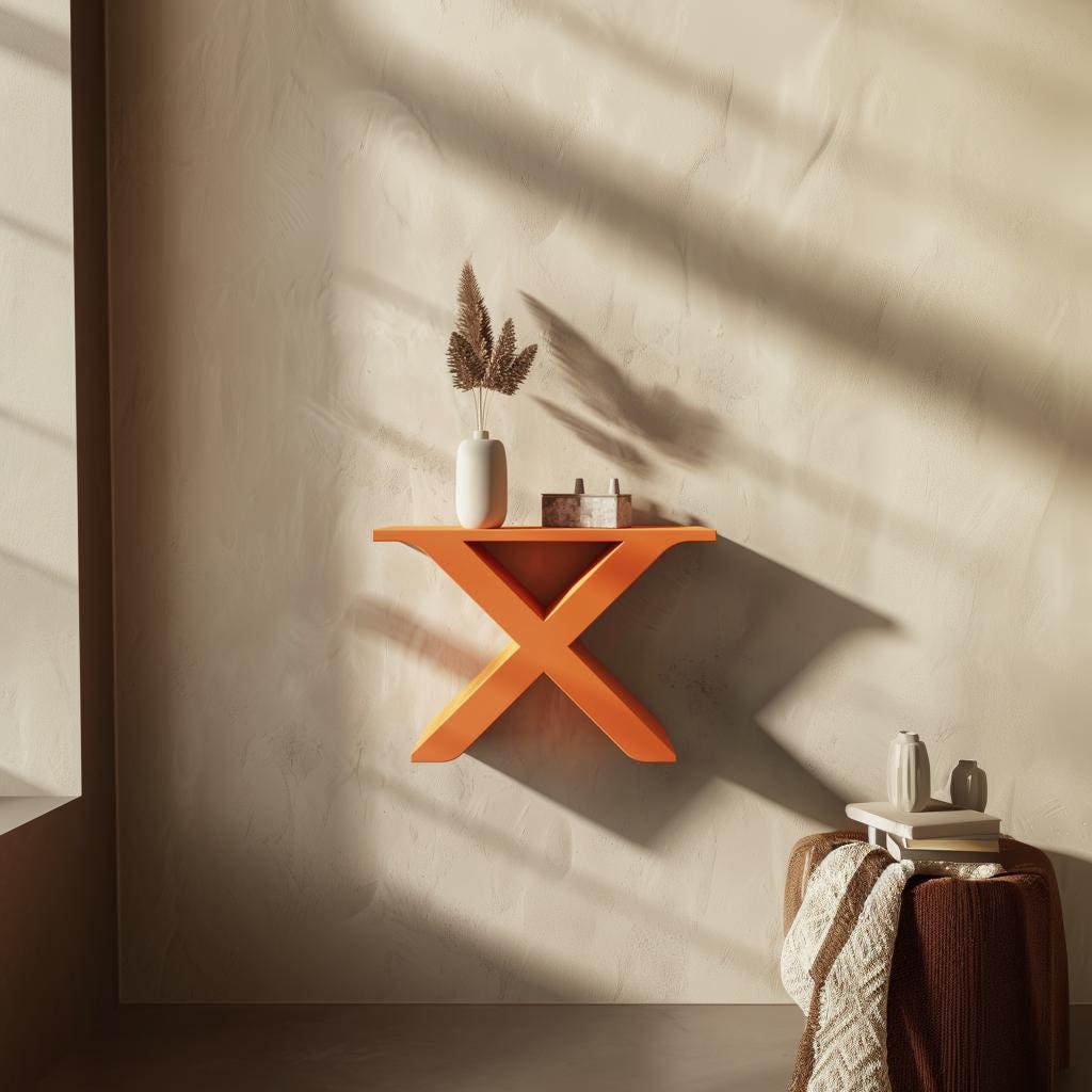 Alternate product view of 3D Printed Geometric X Wall Shelf.