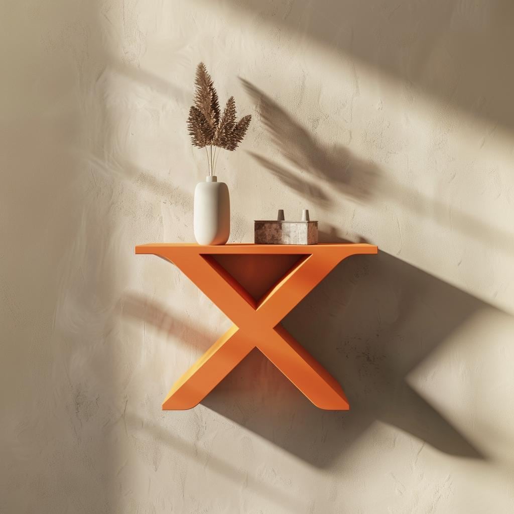 Product gallery view of 3D Printed Geometric X Wall Shelf.