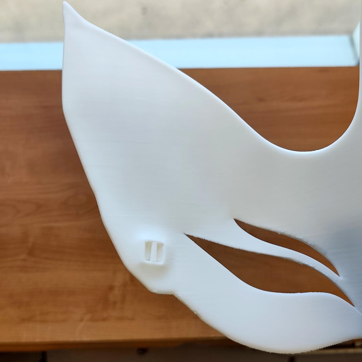 Product presentation view of 3D Printed Fox Spirit Half Mask.