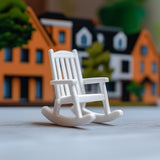 Product presentation view of 3D Printed 1:12 Slatted Rocking Chair.