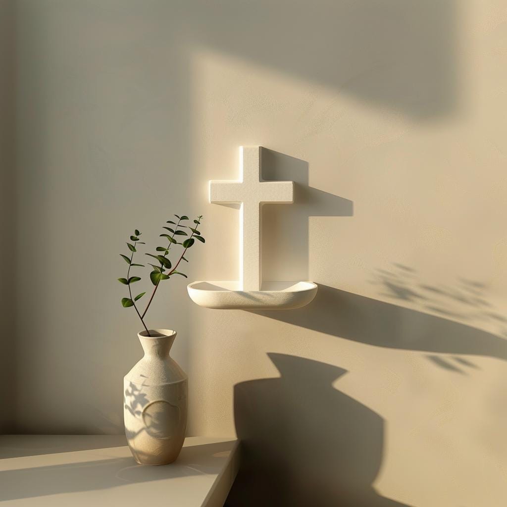 Product gallery view of 3D Printed Cross Prayer Wall Shelf.