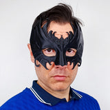 Product presentation view of 3D Printed Gothic Masquerade Half Mask.