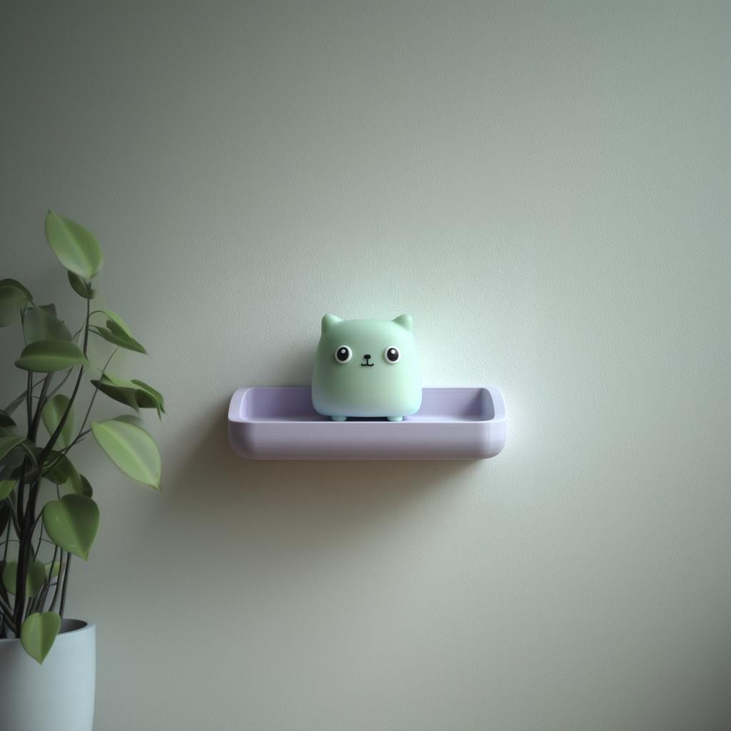 Alternate product view of 3D Printed Cube Cat Wall Shelf.