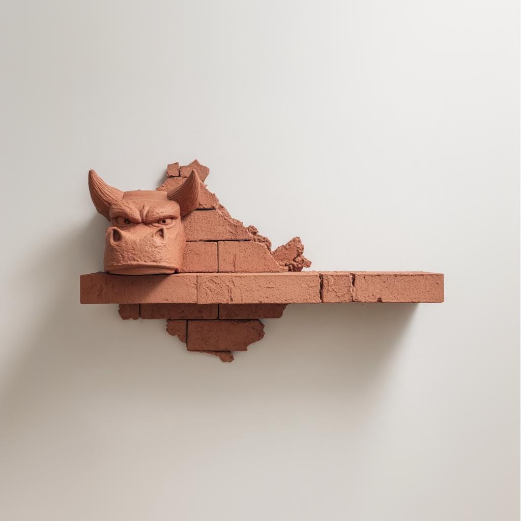 Product gallery view of 3D Printed Dragon Brick Wall Shelf.