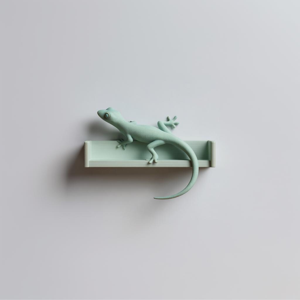 Alternate product view of 3D Printed Gecko Wall Shelf.