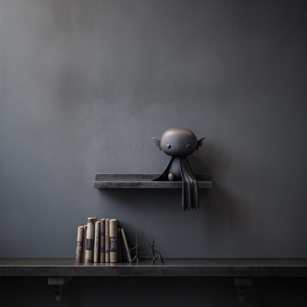 Alternate product view of 3D Printed Vampire Bat Wall Shelf.