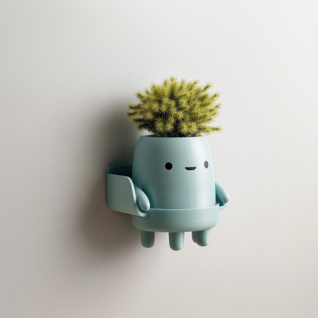 Product gallery view of 3D Printed Character Wall Planter Shelf.