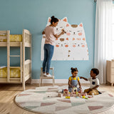 Cute Cat Family Wall Decal displayed in a room setting.