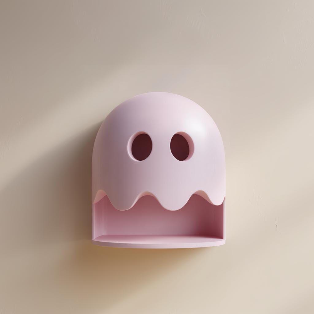 Product gallery view of 3D Printed Ghost Niche Wall Shelf.