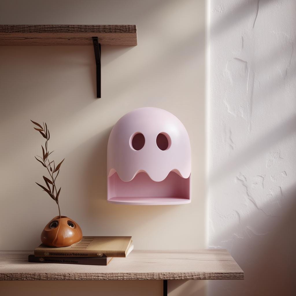 Alternate product view of 3D Printed Ghost Niche Wall Shelf.