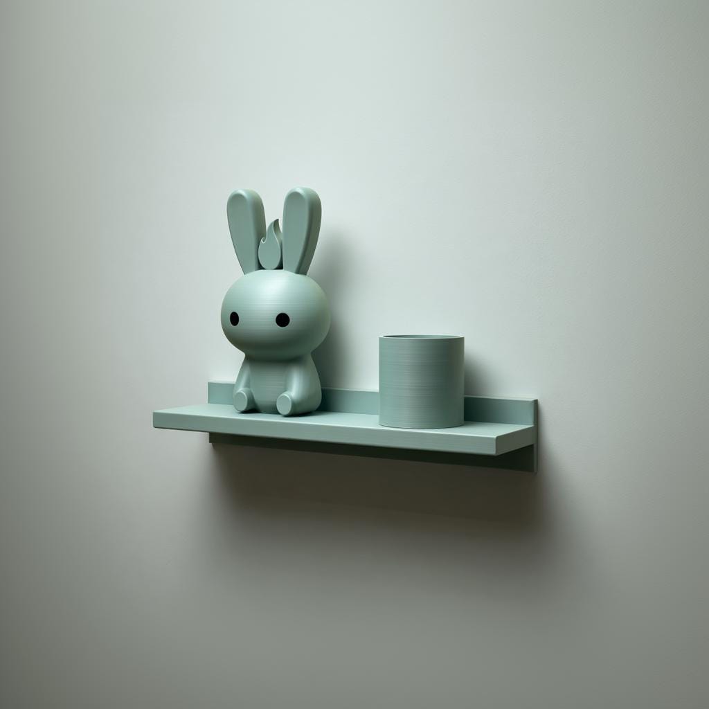 Product gallery view of 3D Printed Bunny Buddy Wall Shelf.