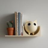 3D Printed Cat Bookend Wall Shelf shown in the product image.