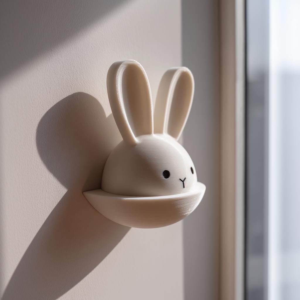 Product gallery view of 3D Printed Bunny Wall Pocket.