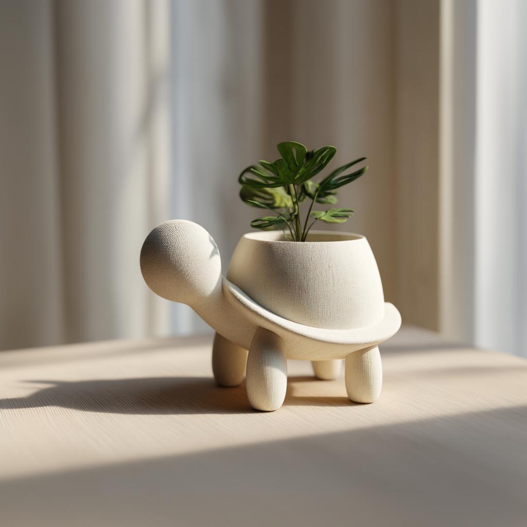 Product gallery view of 3D Printed Turtle Planter.