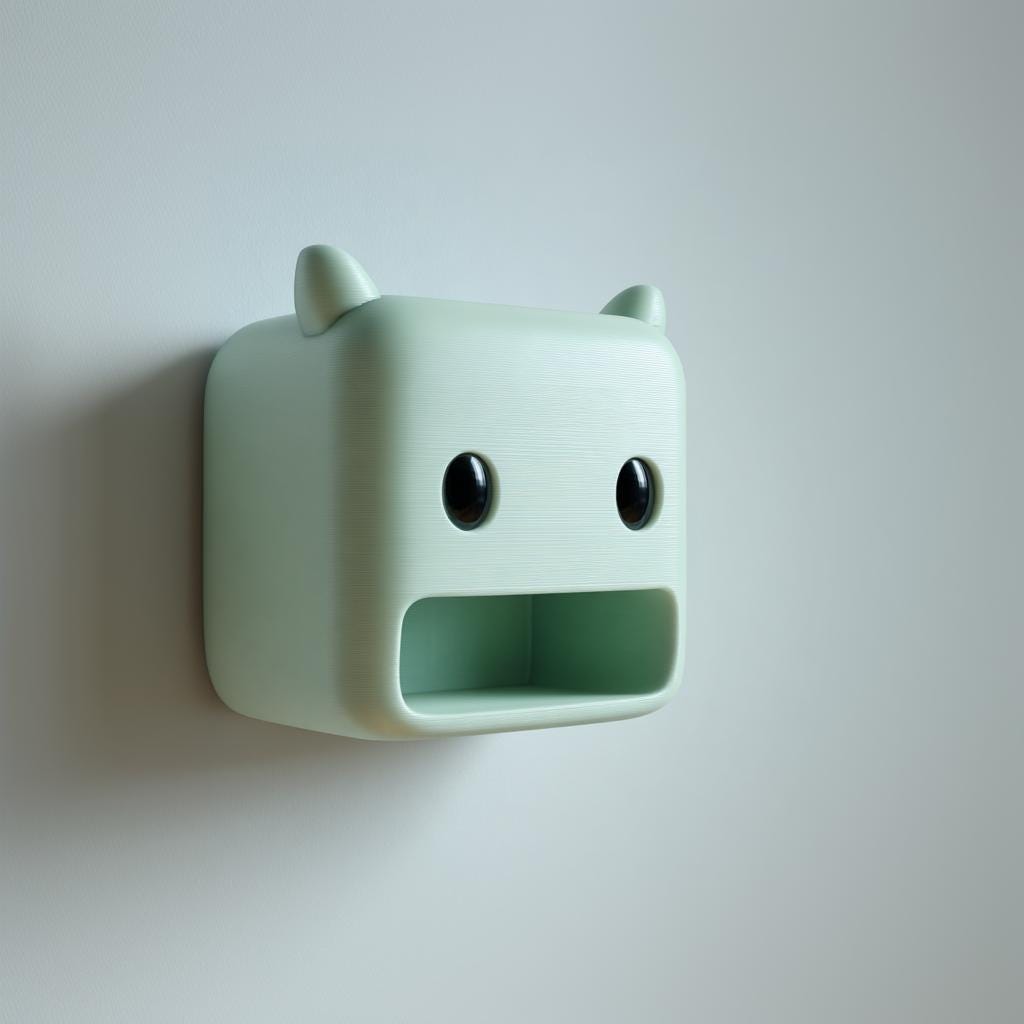 Product gallery view of 3D Printed Monster Wall Storage Cubby.
