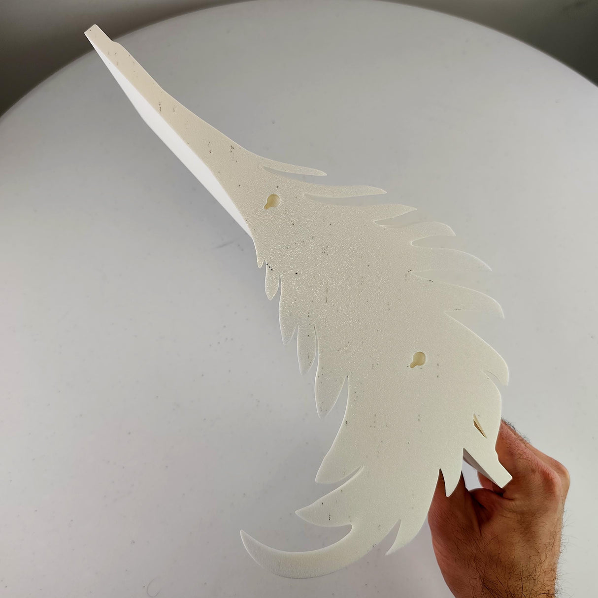 Alternate product presentation of 3D Printed Feather Wall Shelf.