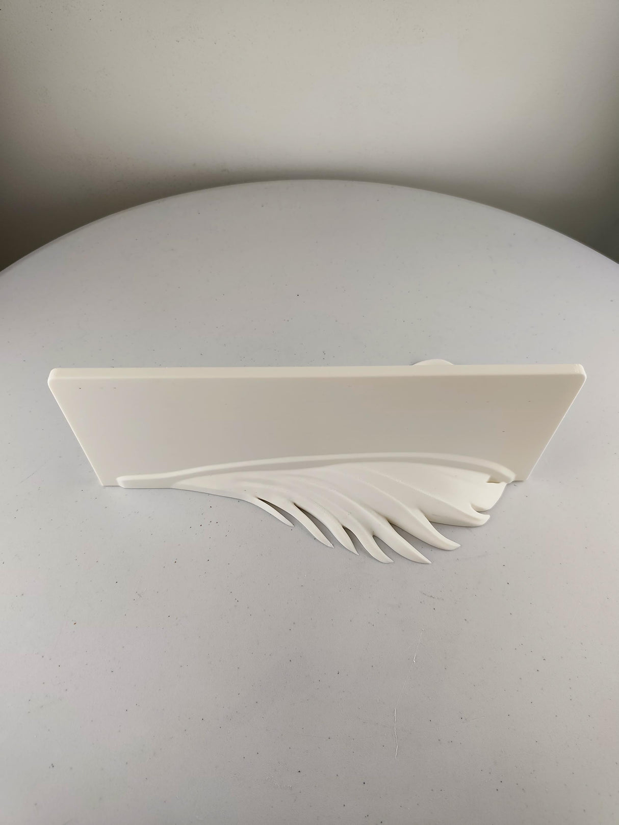 Product detail view of 3D Printed Feather Wall Shelf.