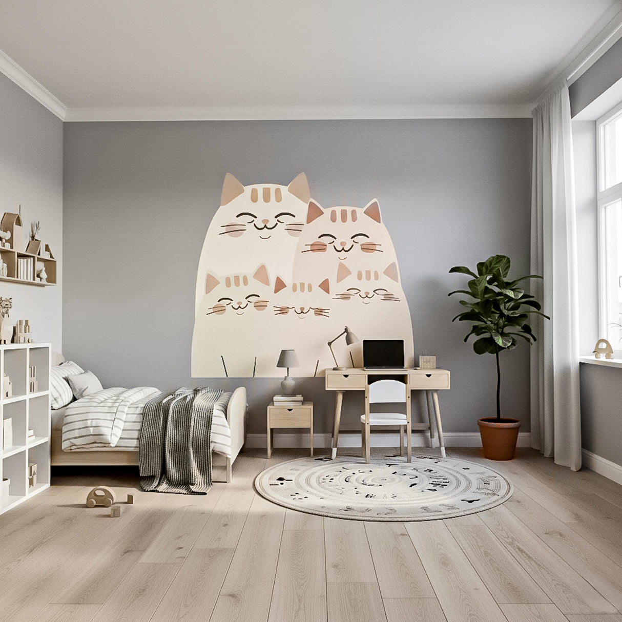 Additional product presentation of Cute Cat Family Wall Decal.