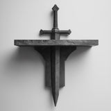 3D printed fantasy relic display shelf with a removable sculptural insert.