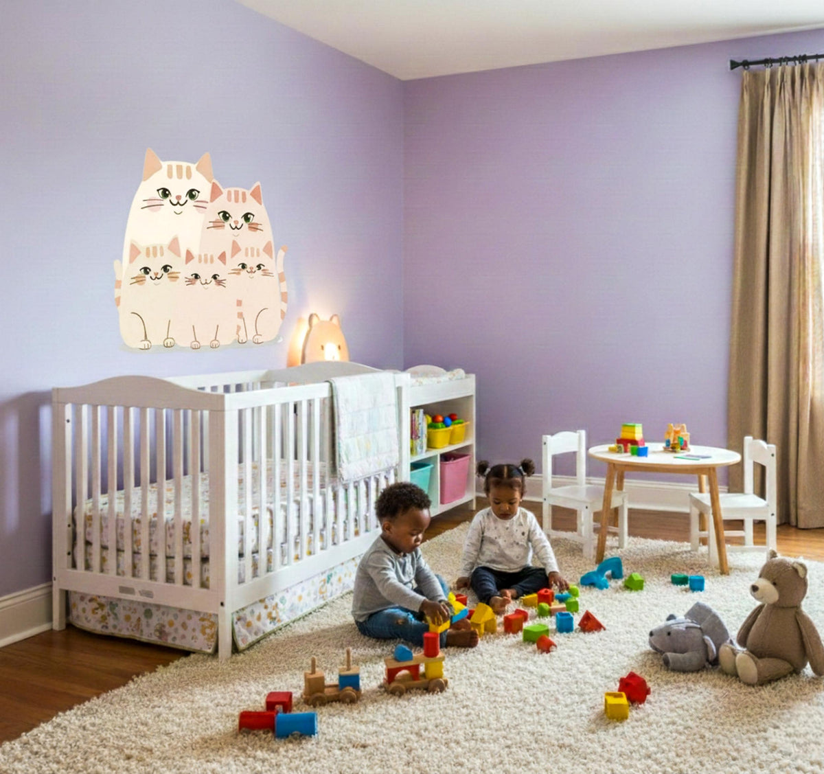 Alternate product view of Cute Cat Family Wall Decal.