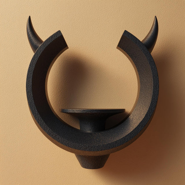 3D printed matte PLA wall shelf shaped like an open ring.