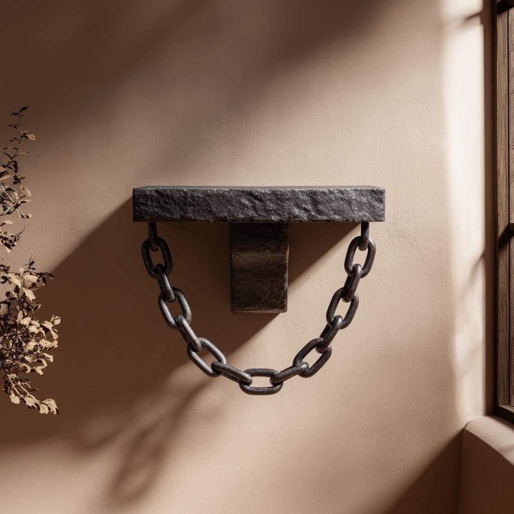 Product gallery view of 3D Printed Single Chain Gothic Wall Shelf.