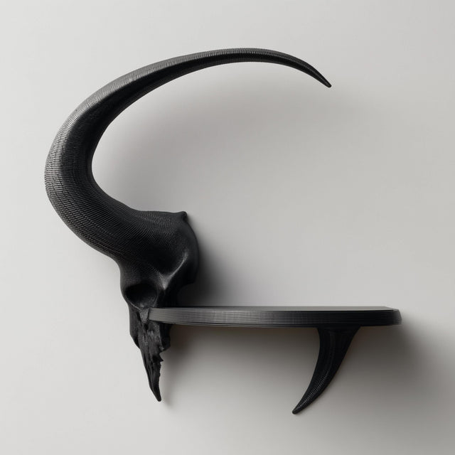 3D Printed Ram Skull Wall Shelf shown in the product image.
