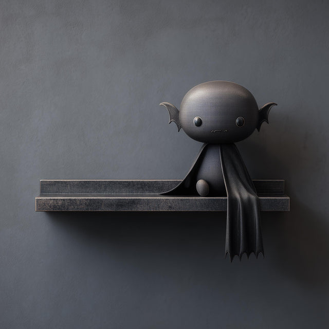 Alternate product presentation of 3D Printed Vampire Bat Wall Shelf.
