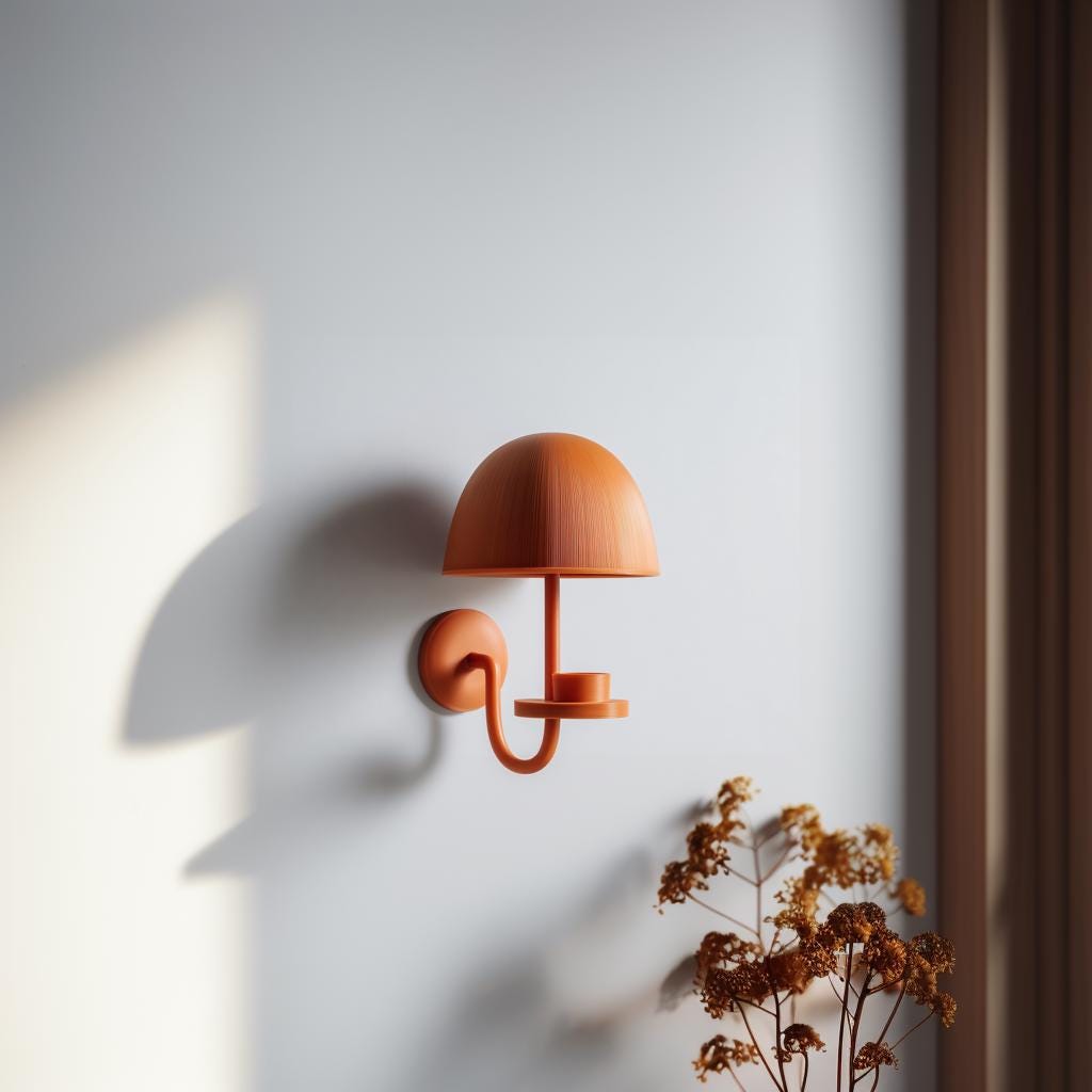 Alternate product view of 3D Printed Mushroom LED Candle Wall Shelf.