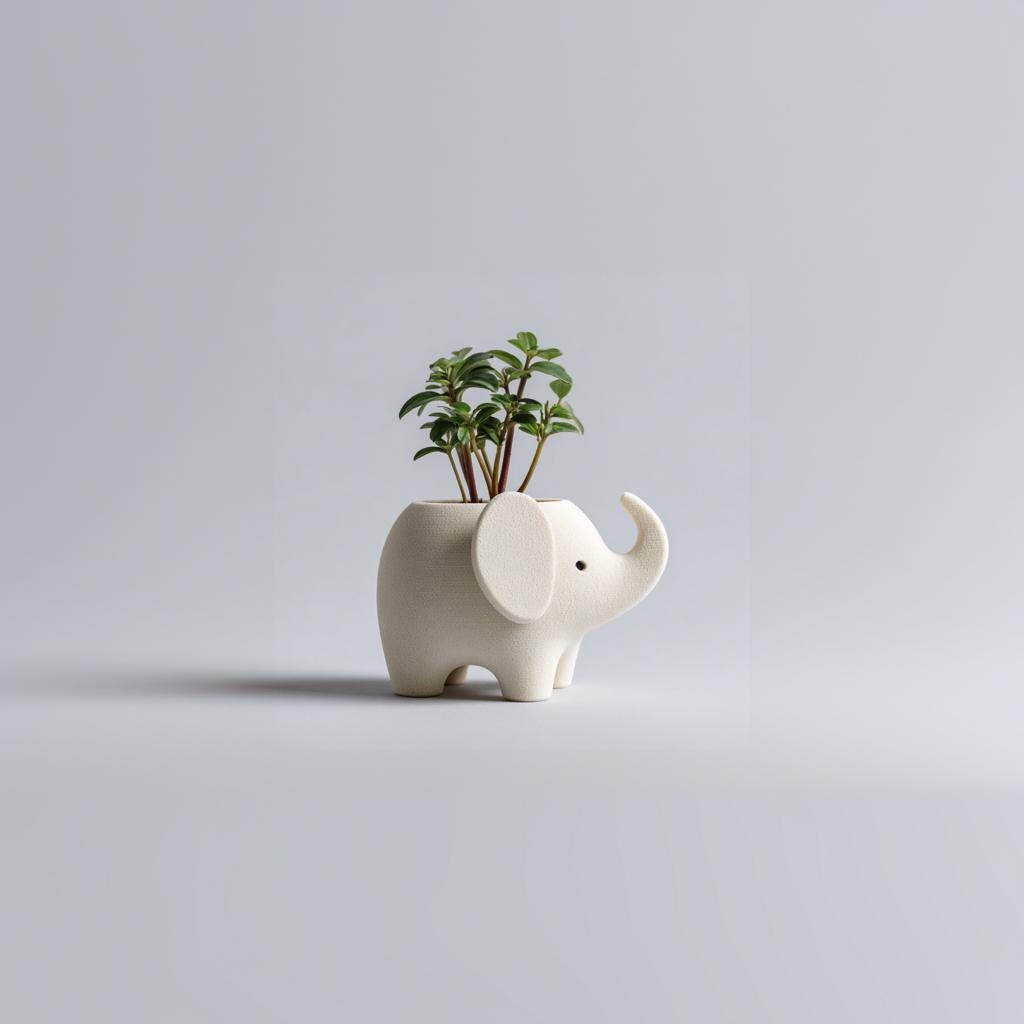 Alternate product view of 3D Printed Elephant Planter.