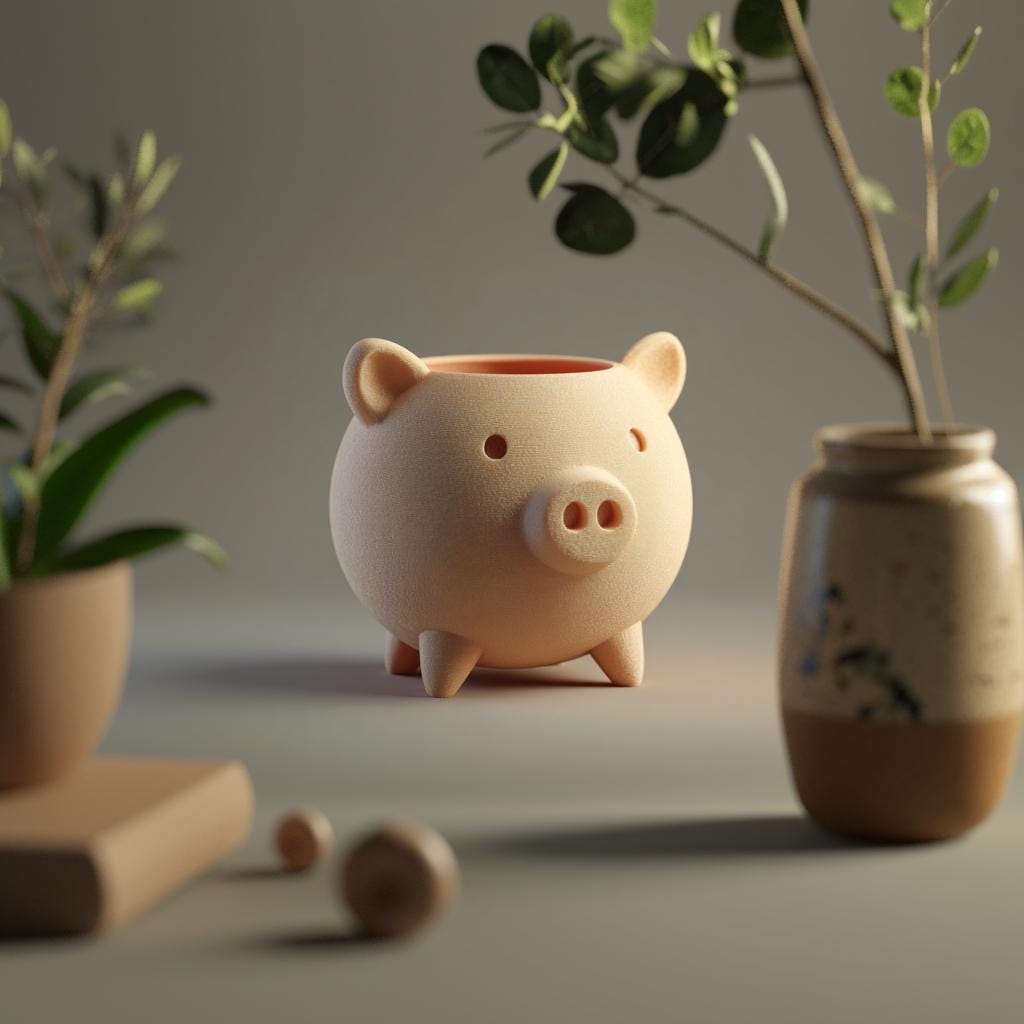 3D Printed Pig Succulent Planter shown in the product image.