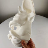 Product presentation view of 3D Printed French Bulldog Costume Mask.