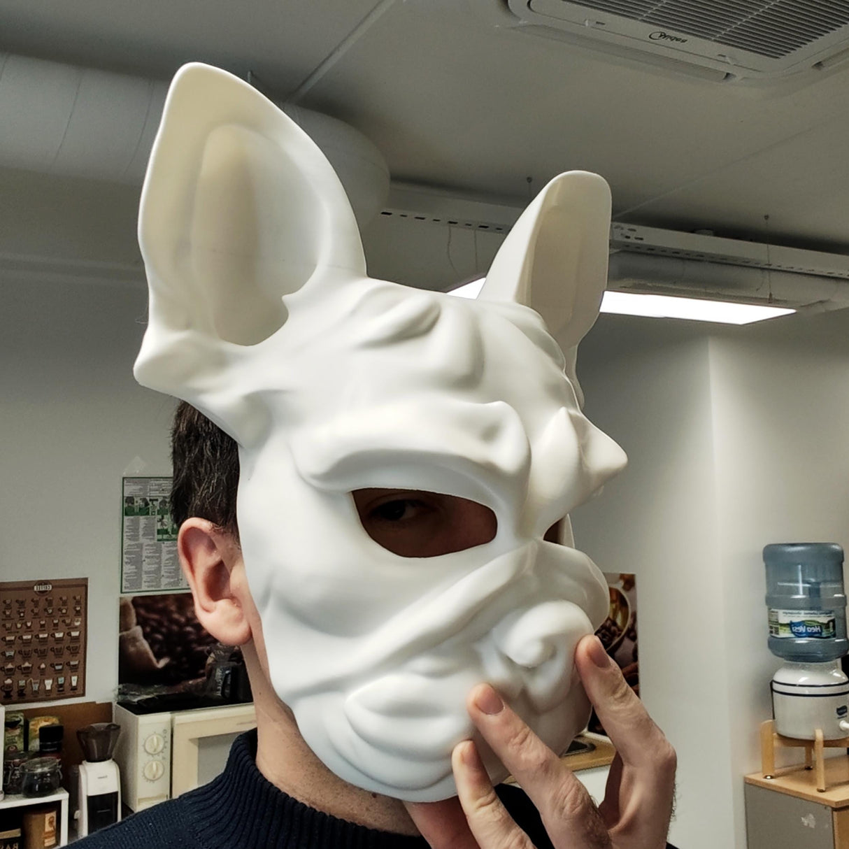Product gallery view of 3D Printed French Bulldog Costume Mask.