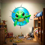Sea turtle ocean portal wall decal with an underwater scene