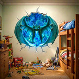 Green dragon wall decal inside a blue fire portal illusion