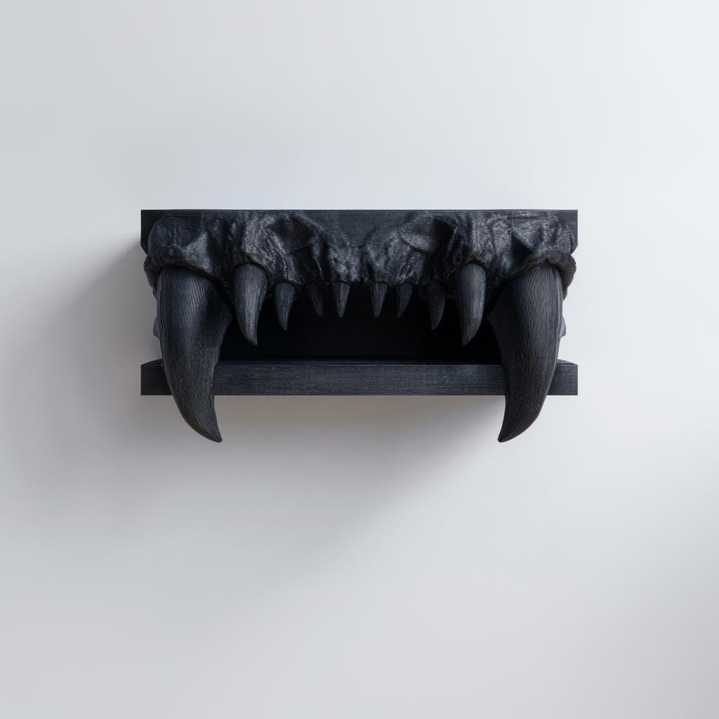 Additional product view of 3D Printed Vampire Fangs Wall Shelf.