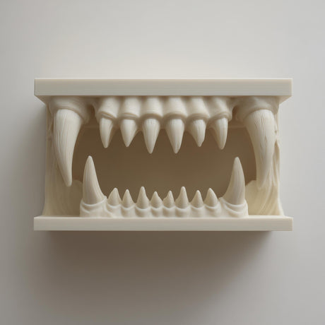 Alternate product presentation of 3D Printed Monster Jaw Wall Shelf.