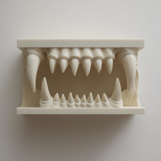 Alternate product presentation of 3D Printed Monster Jaw Wall Shelf.