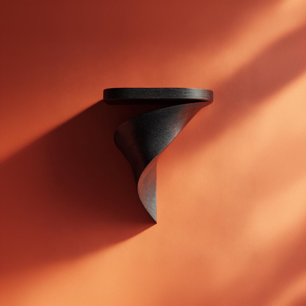 Product gallery view of 3D Printed Spiral Bracket Wall Shelf.