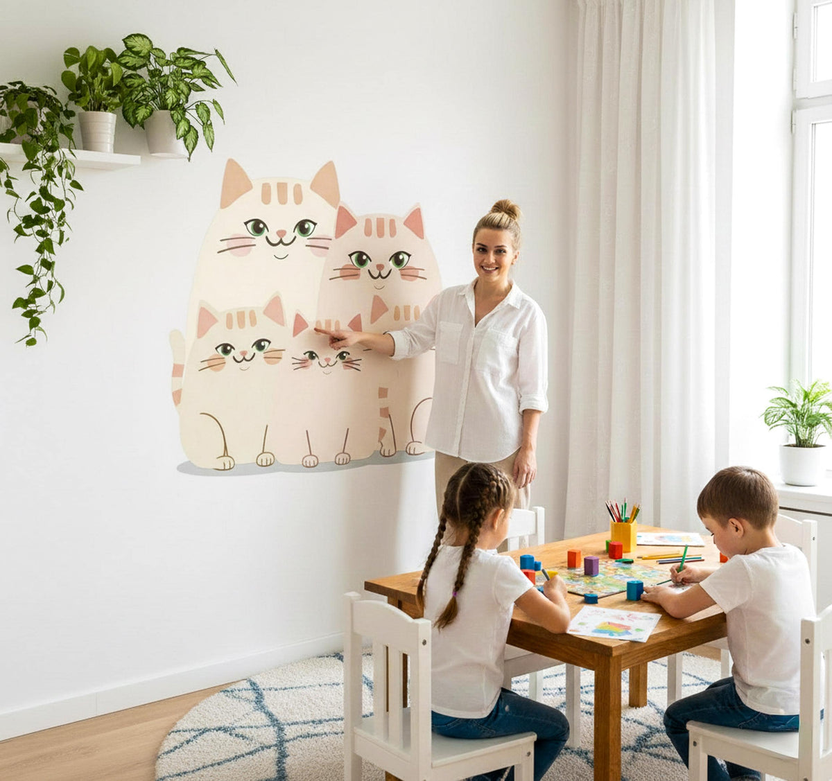 Product gallery view of Cute Cat Family Wall Decal.