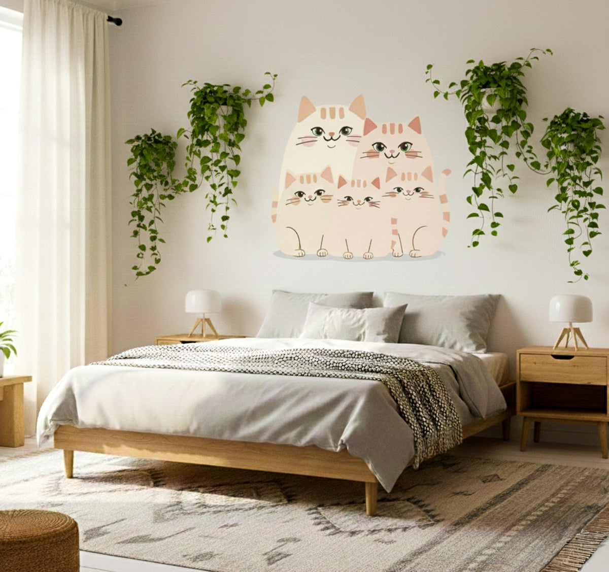 Product presentation view of Cute Cat Family Wall Decal.