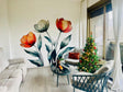 Watercolor Tulip Wall Decal displayed in a room setting.