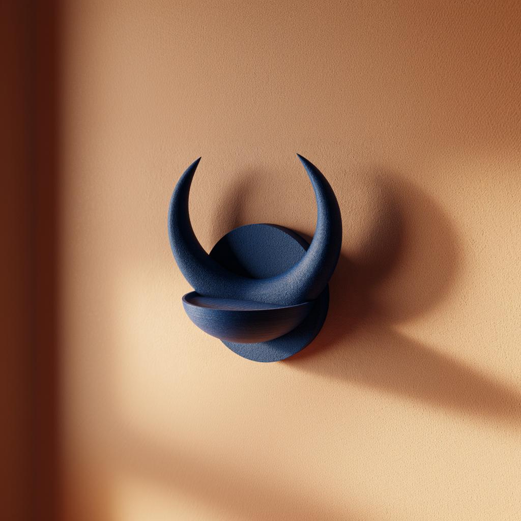 Alternate product view of 3D Printed Crescent Horn Bowl Wall Shelf.