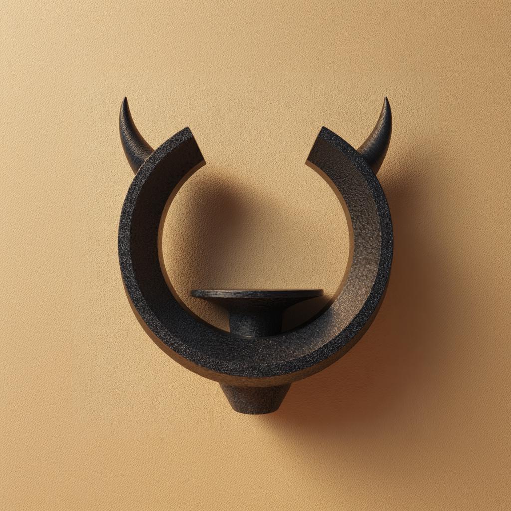 Product gallery view of 3D Printed Horn Ring Altar Wall Shelf.