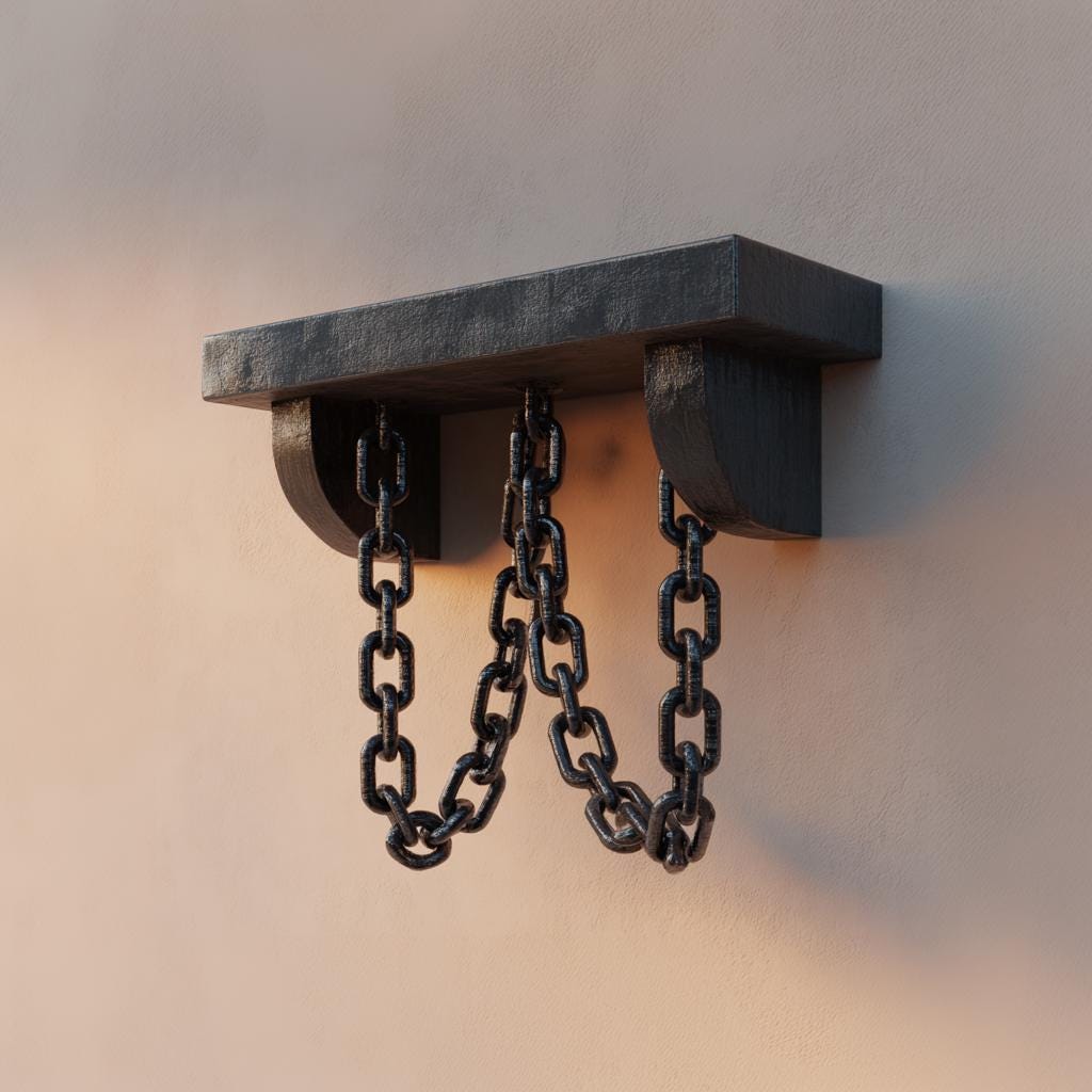 Product gallery view of 3D Printed Double Chain Gothic Wall Shelf.