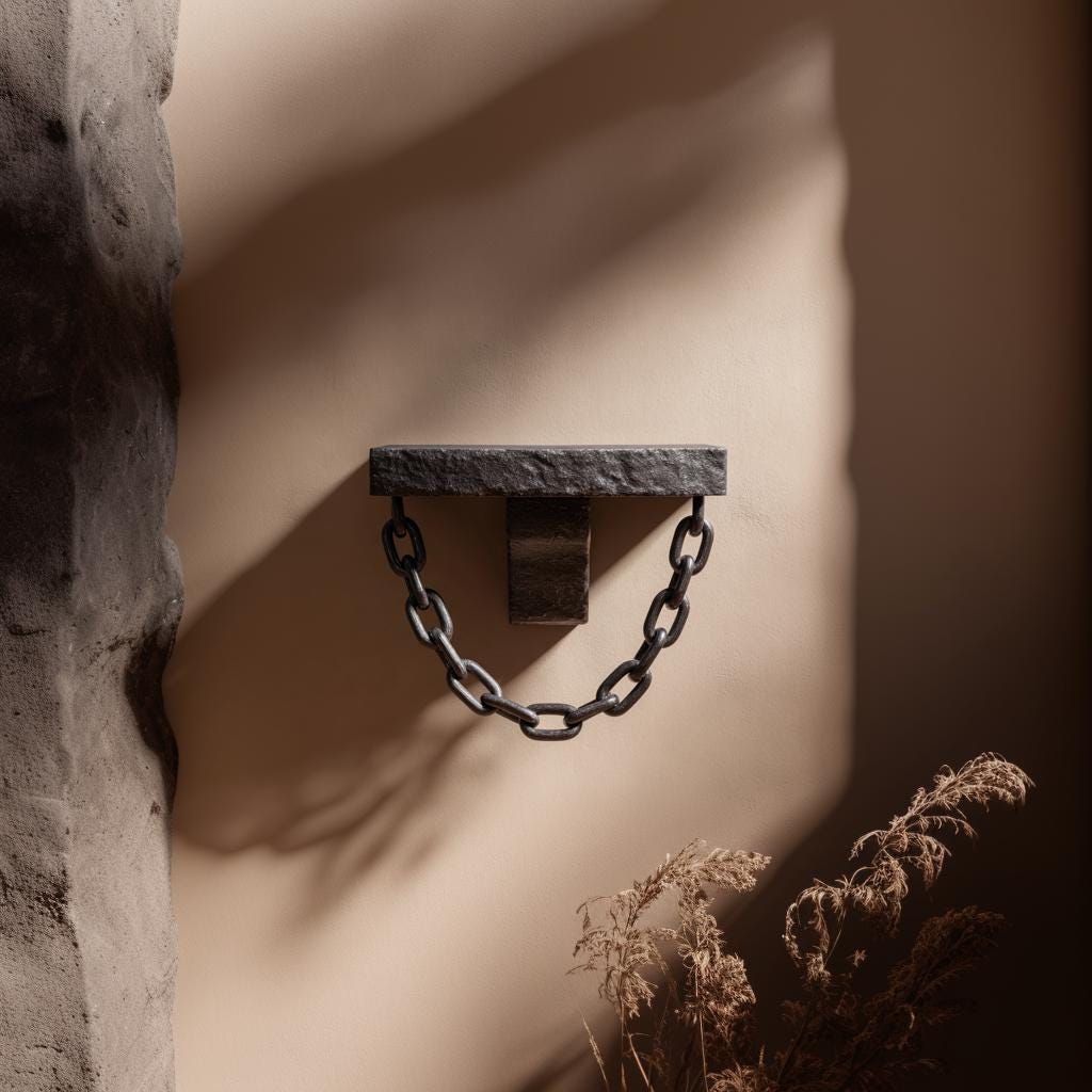 Alternate product view of 3D Printed Single Chain Gothic Wall Shelf.