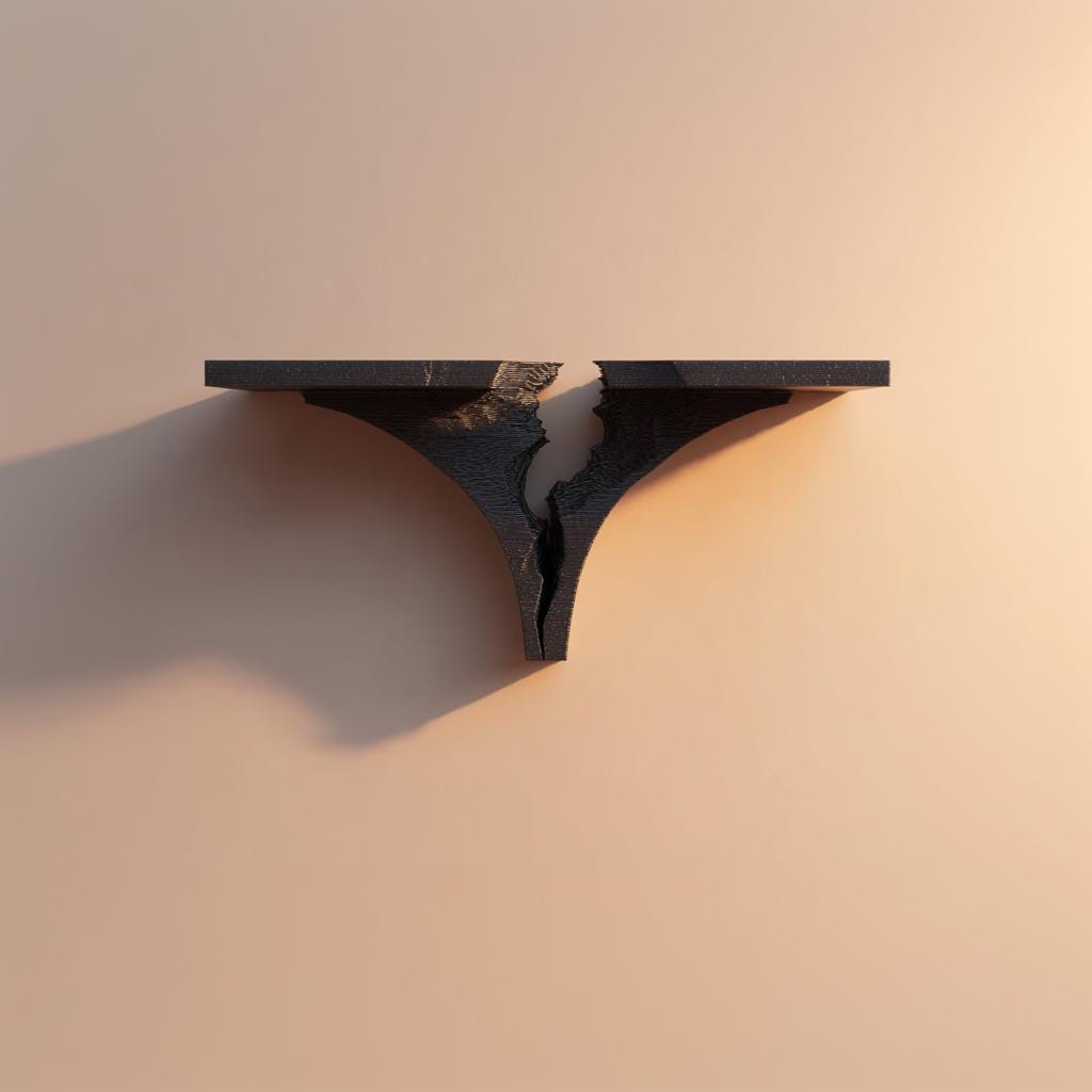 Product gallery view of 3D Printed Broken Rift Wall Shelf.