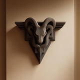 Product gallery view of 3D Printed Gothic Ram Head Wall Shelf.