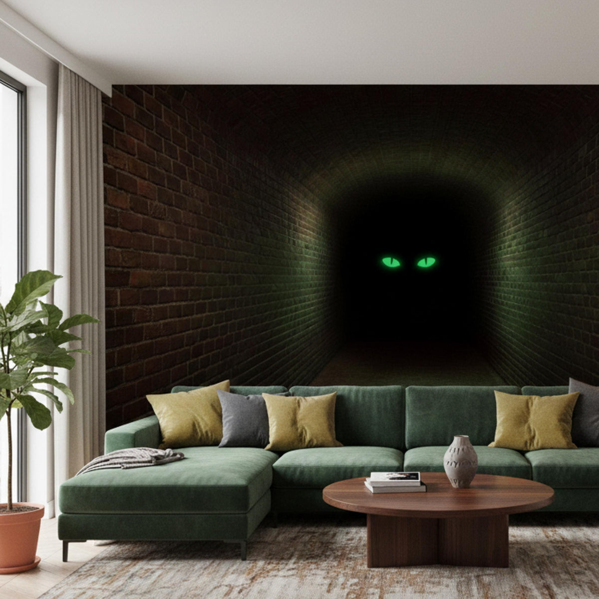 3D Mystery Tunnel Wall Decal displayed in a room setting.