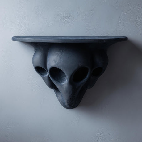 3D printed three-figure sci-fi wall shelf shown on a neutral background.